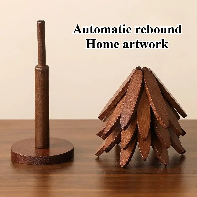New Wooden Coasters Set for Hot Dishes - Christmas Tree Design! Foldable Home Kitchen Decor for Pots, Bowls, Cups & Hot Pots Kitchenware