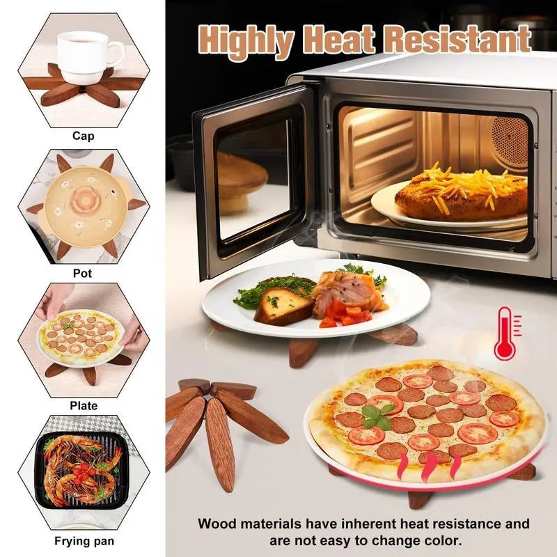 New Wooden Coasters Set for Hot Dishes - Christmas Tree Design! Foldable Home Kitchen Decor for Pots, Bowls, Cups & Hot Pots Kitchenware