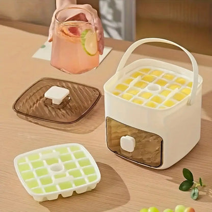 48-Compartment Ice Tray with Easy-Press Lid - Double-Layer Portable Design, Includes Silicone Tray, Durable Plastic Construction,Beverage Cooling, Suitable for Homemade Frozen Foods and Drinks, Ideal for Summer Drinks.