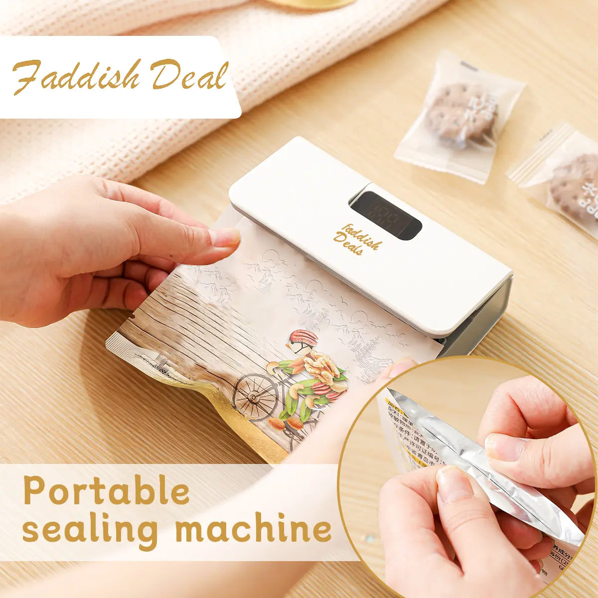 Portable Food Sealing Machine for Snacks, Coffee, and Pet Food Packaging - Rechargeable Compact Device with Bag Cutter and Magnet to Stick on Any Steel Surface
