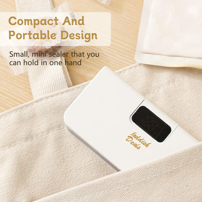 Portable Food Sealing Machine for Snacks, Coffee, and Pet Food Packaging - Rechargeable Compact Device with Bag Cutter and Magnet to Stick on Any Steel Surface