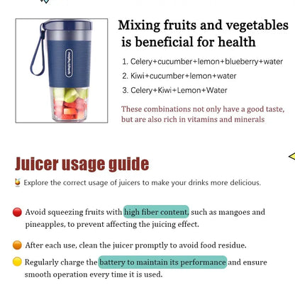 USB Rechargeable Portable Smoothies Blender & Juicer, Fruit & Vegetable Juicer, Household Kitchen Appliances for Home Outdoor Use, Ice Maker Machine, Blender for Shakes, USB Rechargeable Blenders